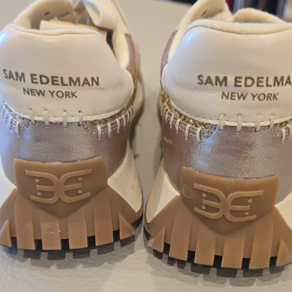 Sam Edelman Metallic Gold and White Sneakers - Picture 3 of 4